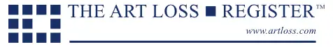 The Lost Art Register Logo has blue letters and a white background for better visibility.
