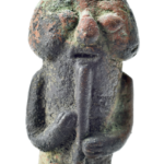 Important Moche Phallic Copper Flutist