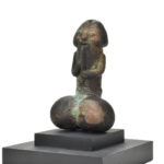 Important Moche Phallic Copper Flutist