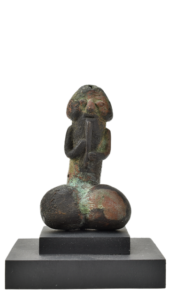 Important Moche Phallic Copper Flutist