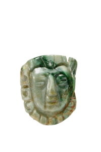 Rare Maya Jadeite Face Pendant with Red Pigment Traces