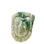 Rare Maya Jadeite Face Pendant with Red Pigment Traces