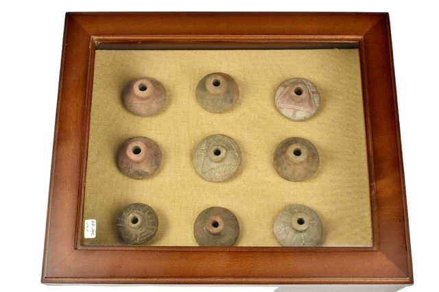 Exceptional Large Quimbaya Clay Spindle Whorls