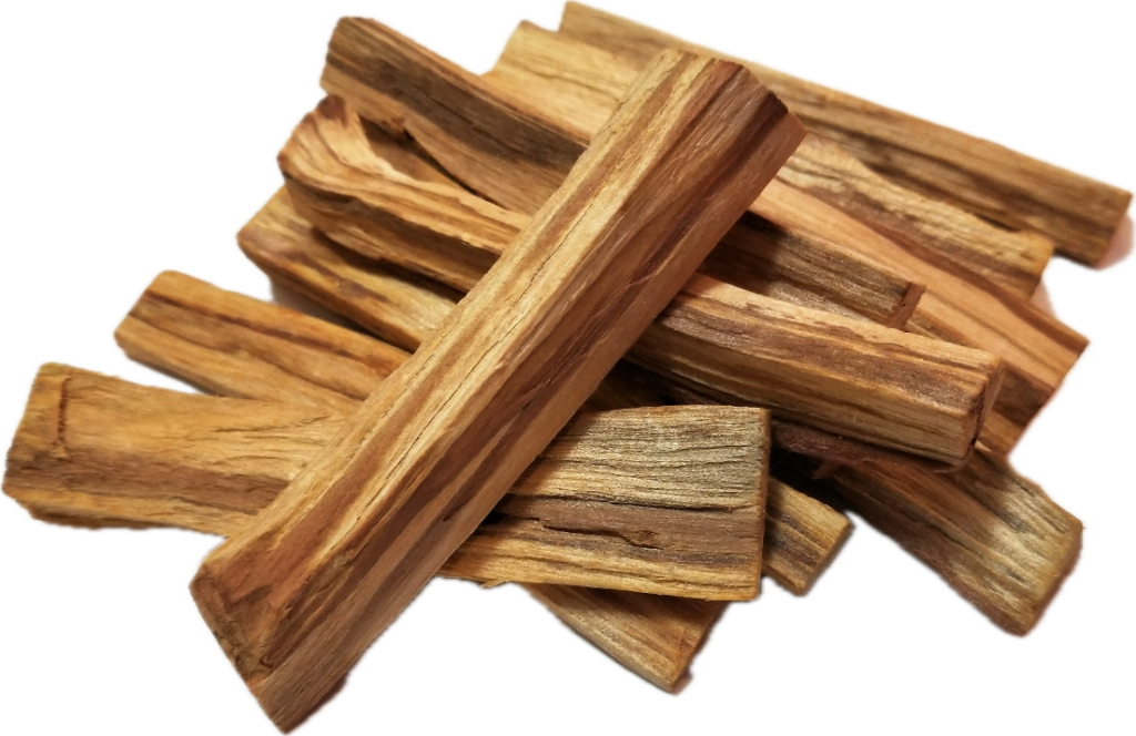 Several pieces of Palo Santo wood are placed on top of each other.