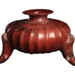 Large Colima Gadrooned Tripod Vessel with Parrot Form Legs