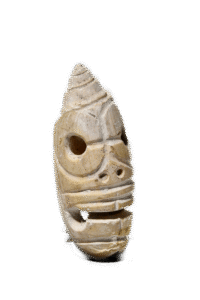 Rare Maya Olive Shell Skull Face Pendant
