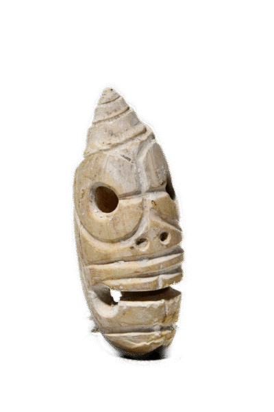 Rare Maya Olive Shell Skull Face Pendant