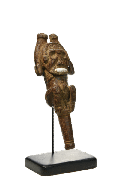 Rare Taino Wood Snuff Tube – Cohoba Inhaler w/ Shell Teeth